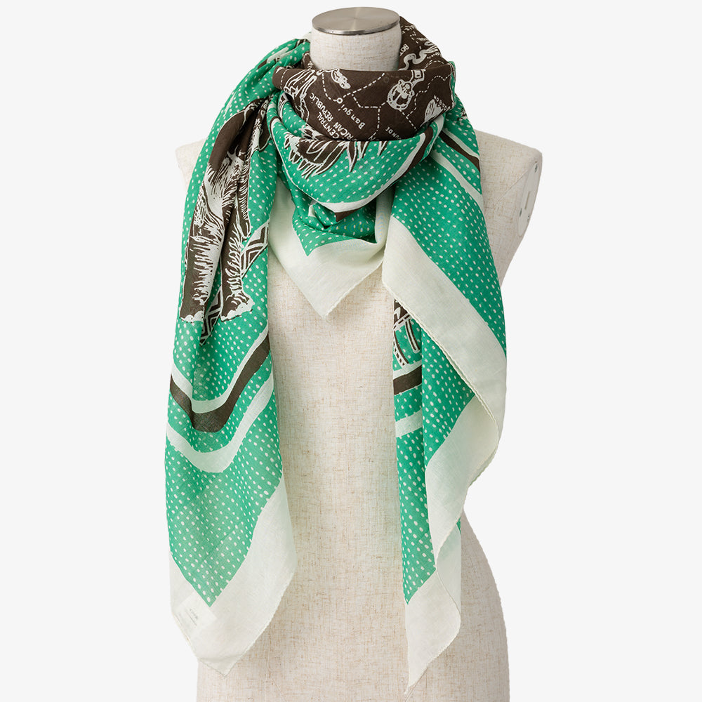 Africa2 マッププリント ビッグスカーフ Green / BBB2100 Africa2-c2
