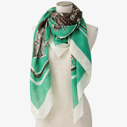 Africa2 マッププリント ビッグスカーフ Green / BBB2100 Africa2-c2