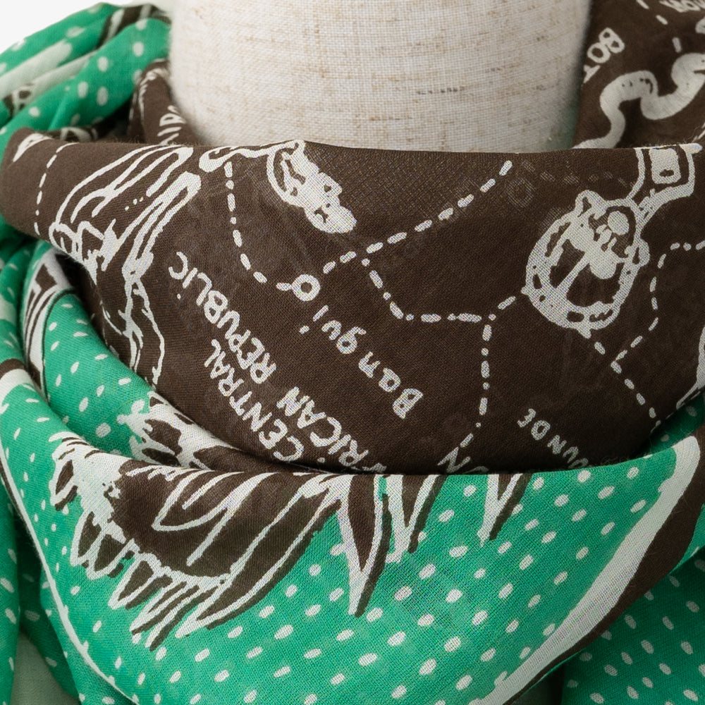 Africa2 マッププリント ビッグスカーフ Green / BBB2100 Africa2-c2