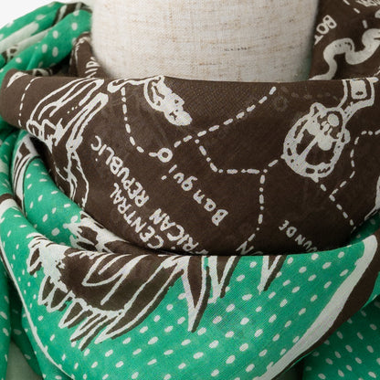 Africa2 マッププリント ビッグスカーフ Green / BBB2100 Africa2-c2